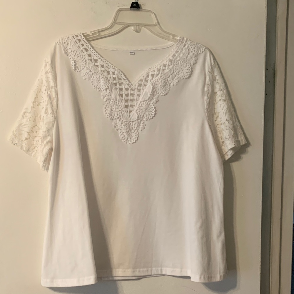 Elegant White Lace Trim Top